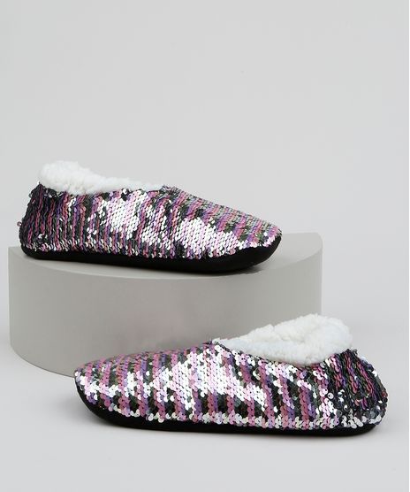 Pantufa-de-Paetes-Feminina-com-Felpado-e-Antiderrapante-Multicor-9849652-Multicor_1