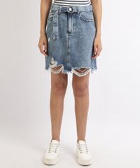 Saia-Jeans-Feminina-Curta-Destroyed-com-Cinto-Azul-9960262-Azul_1