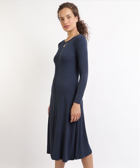 Vestido-Feminino-Midi-Canelado-Manga-Longa-Azul-Marinho-9946014-Azul_Marinho_1