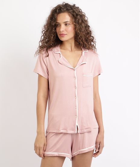 Pijama-Feminino-com-Bolso-e-Botoes-Manga-Curta-Lilas-9955963-Lilas_1