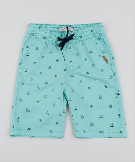 Bermuda-de-Sarja-Infantil-Estampada-com-Bolsos-Verde-Agua-9960989-Verde_Agua_1