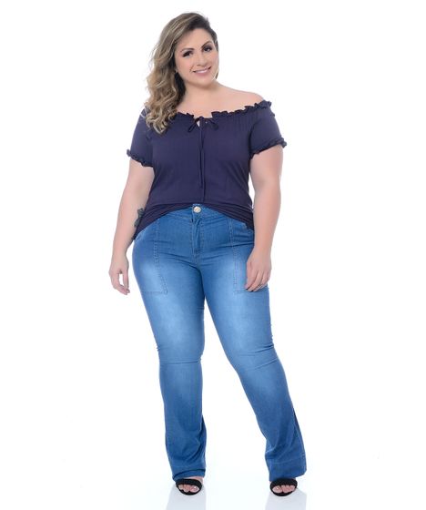 calça jeans plus size flare