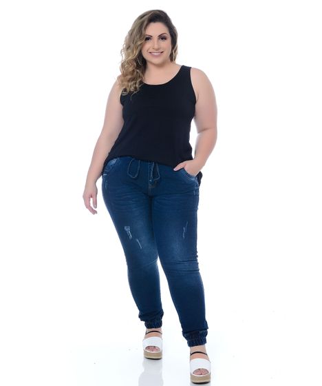 calça jogger jeans plus size