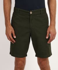 Bermuda-de-Sarja-Masculina-Reta-com-Bolsos-Verde-Escuro-9953209-Verde_Escuro_1