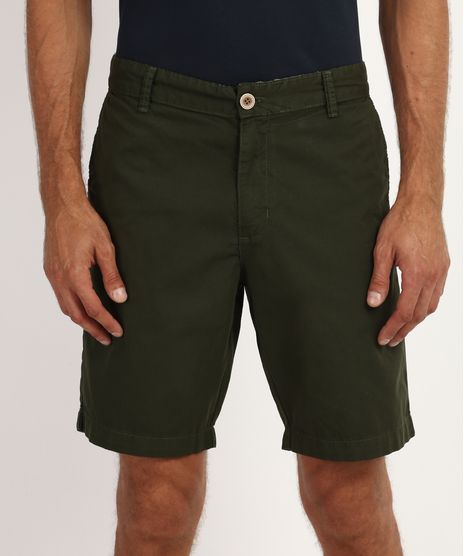 Bermuda-de-Sarja-Masculina-Reta-com-Bolsos-Verde-Escuro-9953209-Verde_Escuro_1