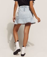 Saia-Jeans-Feminina-Curta-Marmorizada-com-Babado-e-Cinto-Azul-Claro-9960544-Azul_Claro_2