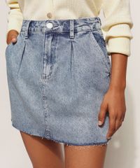 Saia-Jeans-Feminina-Curta-Reta-Marmorizada-com-Barra-a-Fio-Azul-Claro-9960671-Azul_Claro_5