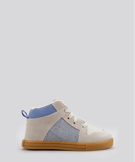 Tenis-Cano-Alto-Com-Recortes--Bege-Claro-8736492-Bege_Claro_1