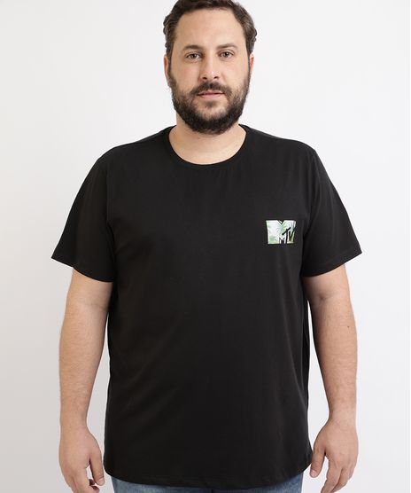 Camiseta-Masculina-Plus-Size-MTV-Coqueiros-Manga-Curta-Gola-Careca-Preta-9962593-Preto_1