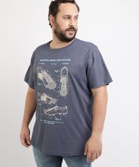 Camiseta-Masculina-Plus-Size-Tenis--Training-Shoe--Manga-Curta-Gola-Careca-Azul-Marinho-9962829-Azul_Marinho_1