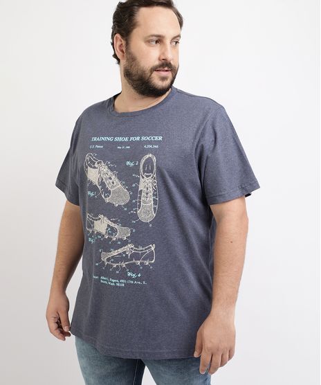 Camiseta-Masculina-Plus-Size-Tenis--Training-Shoe--Manga-Curta-Gola-Careca-Azul-Marinho-9962829-Azul_Marinho_1
