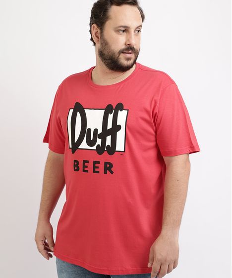 Camiseta Oxer Básica Mescla Raglan Masculina Camiseta Masculina Plus Size Duff Beer Os Simpsons Manga Curta Gola Careca Vermelha Cea