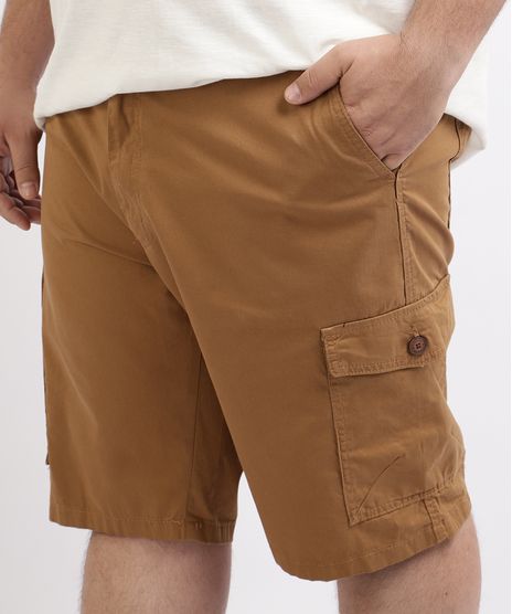 Bermuda-de-Sarja-Masculina-Plus-Size-Cargo-Caramelo-9951784-Caramelo_1