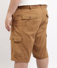 Bermuda-de-Sarja-Masculina-Plus-Size-Cargo-Caramelo-9951784-Caramelo_2