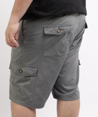 Bermuda-de-Sarja-Masculina-Plus-Size-Cargo-Cinza-9951784-Cinza_2