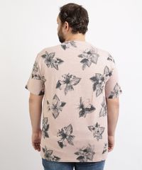 Camiseta-Masculina-Plus-Size-Estampada-Floral-Manga-Curta-Gola-Careca-Rose-9963010-Rose_2