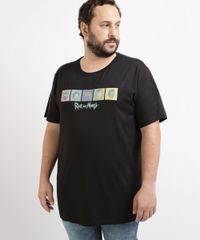 Camiseta-Masculina-Plus-Size-Rick-and-Morty-Manga-Curta-Gola-Careca-Preta-9962588-Preto_1