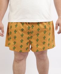 Samba-Cancao-Masculina-Plus-Size-Estampada-de-Cactos-Mostarda-9951252-Mostarda_1