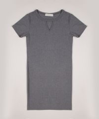 Vestido-Juvenil-Canelado-Manga-Curta-com-Gola-Chocker-Cinza-Mescla-9953155-Cinza_Mescla_1 Vestido-Juvenil-Canelado-Manga-Curta-com-Gola-Chocker-Cinza-Mescla-9953155-Cinza_Mescla_1