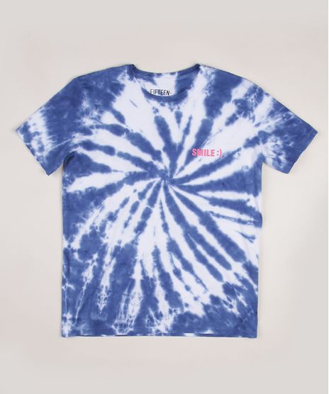 Camiseta-Juvenil-Estampada-Tie-Dye--smile--Manga-Curta-Azul-9959633-Azul_1