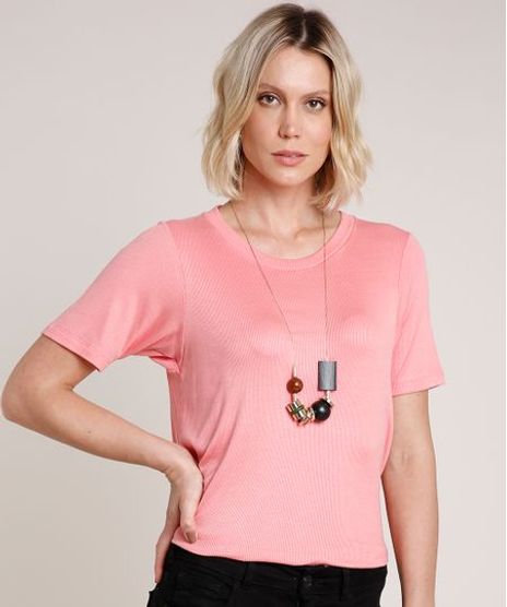 Blusa-Feminina-Basica-Canelada-Manga-Curta-Decote-Redondo-Rosa-9768764-Rosa_1