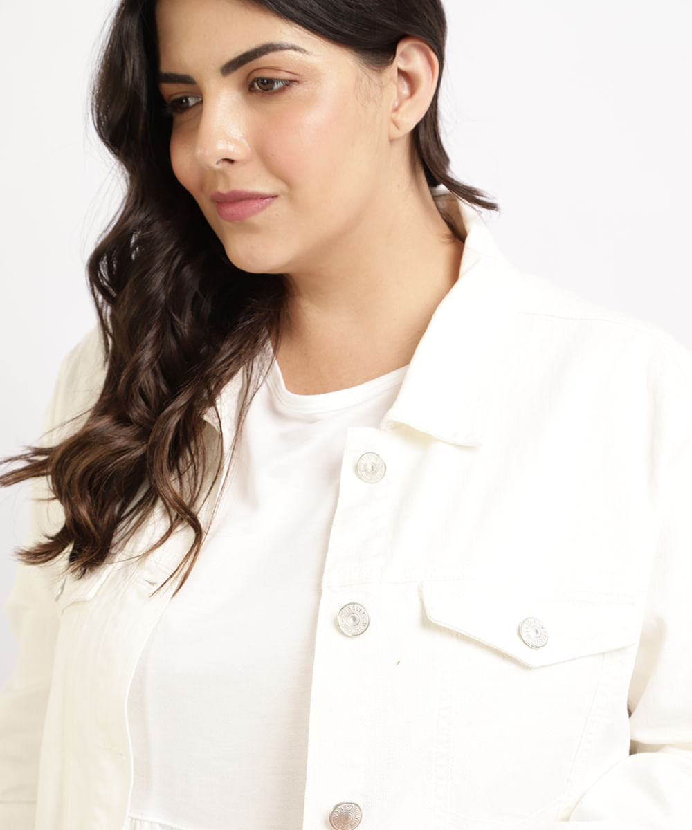 jaqueta branca feminina plus size