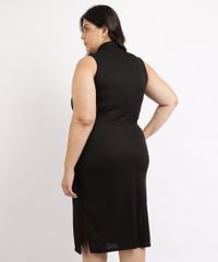 Vestido-Feminino-Plus-Size-Mindset-Midi-Canelado-com-Fenda-Regata-Gola-Alta-Preto-9964420-Preto_2