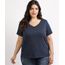 Blusa-Feminina-Plus-Size-Manga-Curta-Decote-V--Azul-Marinho-9952769-Azul_Marinho_1