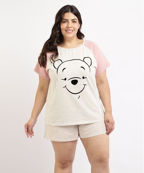 Pijama-Feminino-Plus-Size-Ursinho-Pooh-Blusa-Manga-Curta-Cinza-Mescla-Claro-9960369-Cinza_Mescla_Claro_1