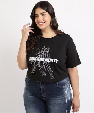 Blusa-Feminina-Plus-Size-Rick-and-Morty-Manga-Curta-Decote-Redondo-Preta-9962111-Preto_1