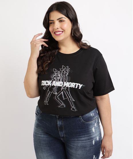 Blusa-Feminina-Plus-Size-Rick-and-Morty-Manga-Curta-Decote-Redondo-Preta-9962111-Preto_1