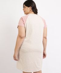 Camisola-Feminina-Plus-Size-Ursinho-Pooh-Estampada-Poa-com-Bolso-Manga-Curta-Cinza-Mescla-Claro-9960371-Cinza_Mescla_Claro_2