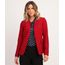 Blazer Vermelho Feminino com Bolsos Acinturado Frente