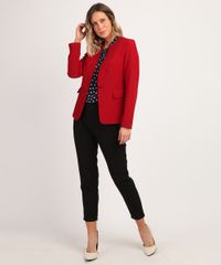 Blazer Vermelho Feminino com Bolsos Acinturado