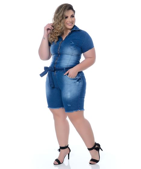 macaquinho jeans plus size comprar