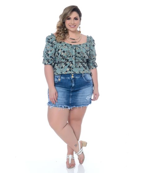 short saia jeans plus size