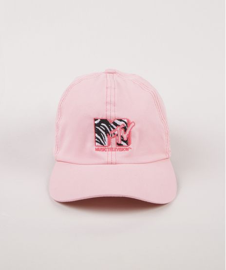 Bone-de-Sarja-Masculino-Aba-Curva-MTV-com-Bordado-Rosa-9963935-Rosa_1