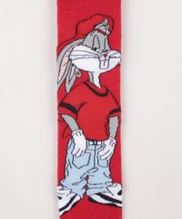 Meia-Masculina-Cano-Alto-Divertida-Pernalonga--Vermelha-9963945-Vermelho_2