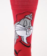 Meia-Masculina-Cano-Alto-Divertida-Pernalonga--Vermelha-9963945-Vermelho_4