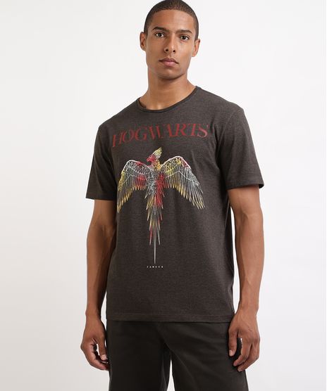 Camiseta-Masculina-Fenix-Hogwarts-Harry-Potter-Curta-Gola-Careca--Cinza-9942084-Cinza_1