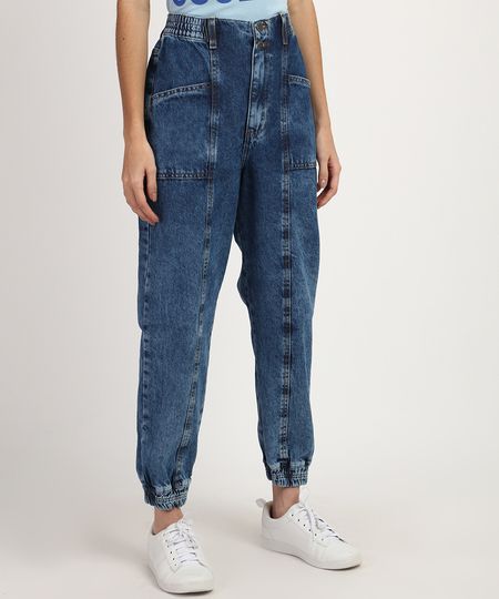 Calca-Jeans-Feminina-Jogger-Cintura-Alta-Marmorizada-com-Recortes-Azul-Medio-9960665-Azul_Medio_1 Calca-Jeans-Feminina-Jogger-Cintura-Alta-Marmorizada-com-Recortes-Azul-Medio-9960665-Azul_Medio_1