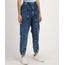 Calca-Jeans-Feminina-Jogger-Cintura-Alta-Marmorizada-com-Recortes-Azul-Medio-9960665-Azul_Medio_1