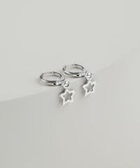 Brinco-Feminino-de-Argola-com-Pingente-de-Estrela-Prateado-9943765-Prateado_2