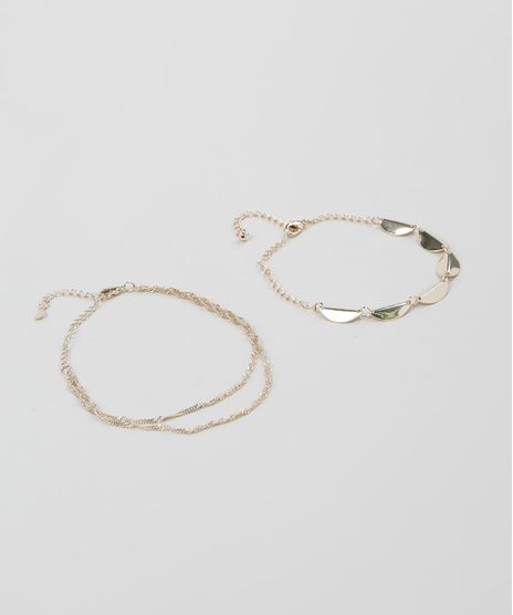 Kit-de-2-Pulseiras-Femininas-com-Pingentes-Amassados-Dourado-9943799-Dourado_1