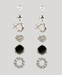 Kit-de-6-Brincos-Femininos-Folheados-com-Resina-Dourado-9945056-Dourado_1