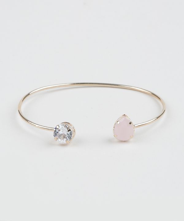 Pulseira Feminina Folheada com Pedra Translucida Dourado Único