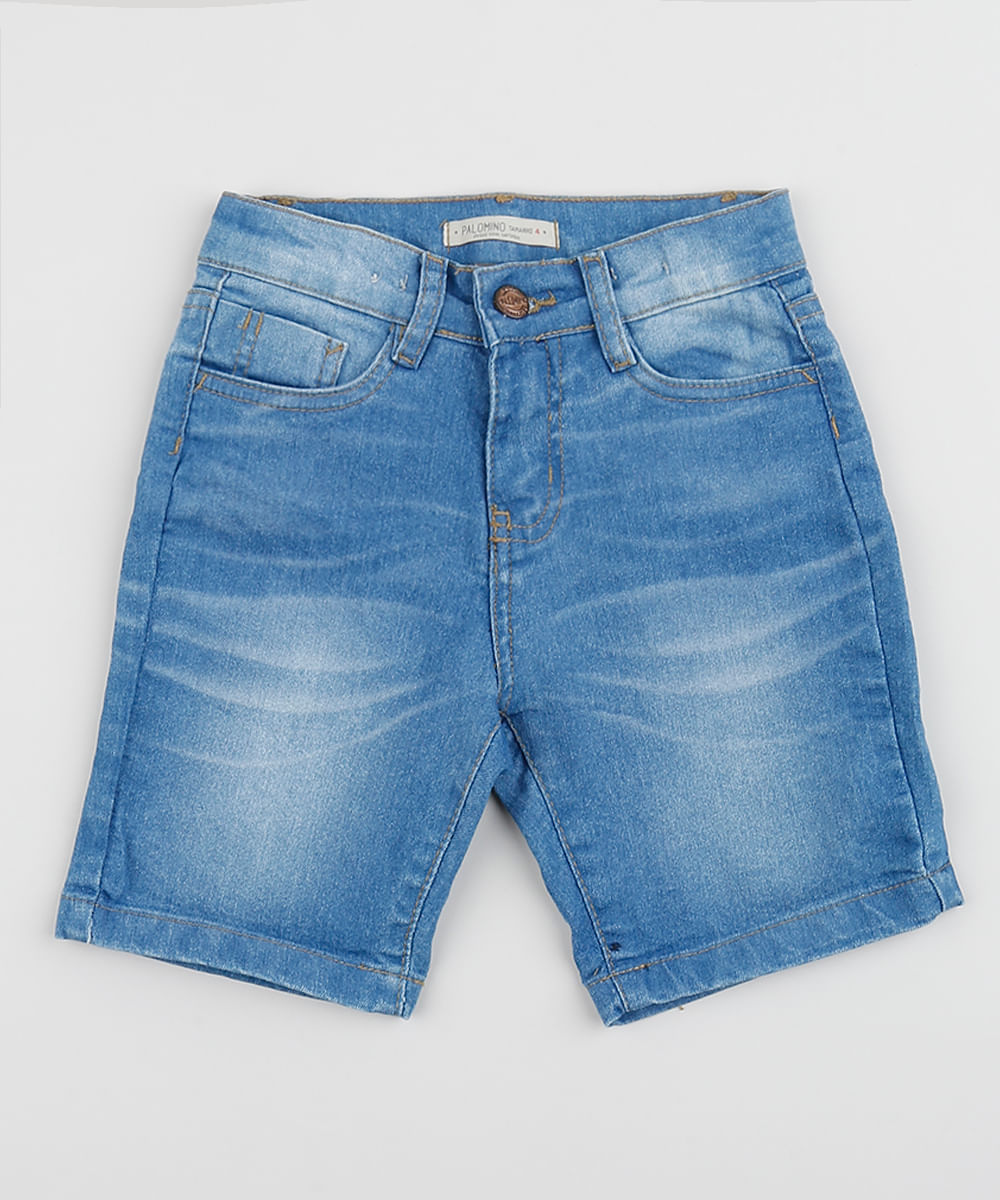 Bermuda Jeans Infantil com Bolsos  Azul Médio