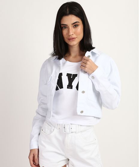 Jaqueta-de-Sarja-Feminina-Cropped-com-Bolsos-Manga-Bufante-Branca-9960706-Branco_1