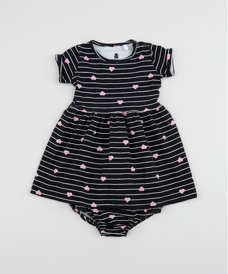 Vestido-Infantil-Estampado-Listrado-e-Coracoes-Manga-Curta---Calcinha-Preto-9961322-Preto_1