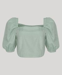 Blusa-Feminina-Mindset-Cropped-Estampada-Xadrez-Vichy-Manga-Bufante-Decote-Reto-Verde-9965566-Verde_5
